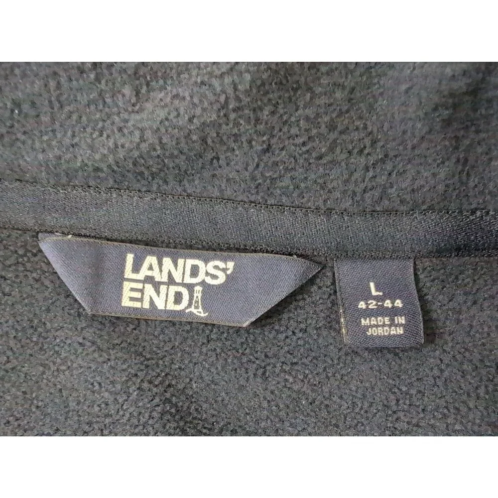 Lands End Quarter Zip Pullover Mens L Green Blue Anywhere Fleece‎ Outdoor Casual